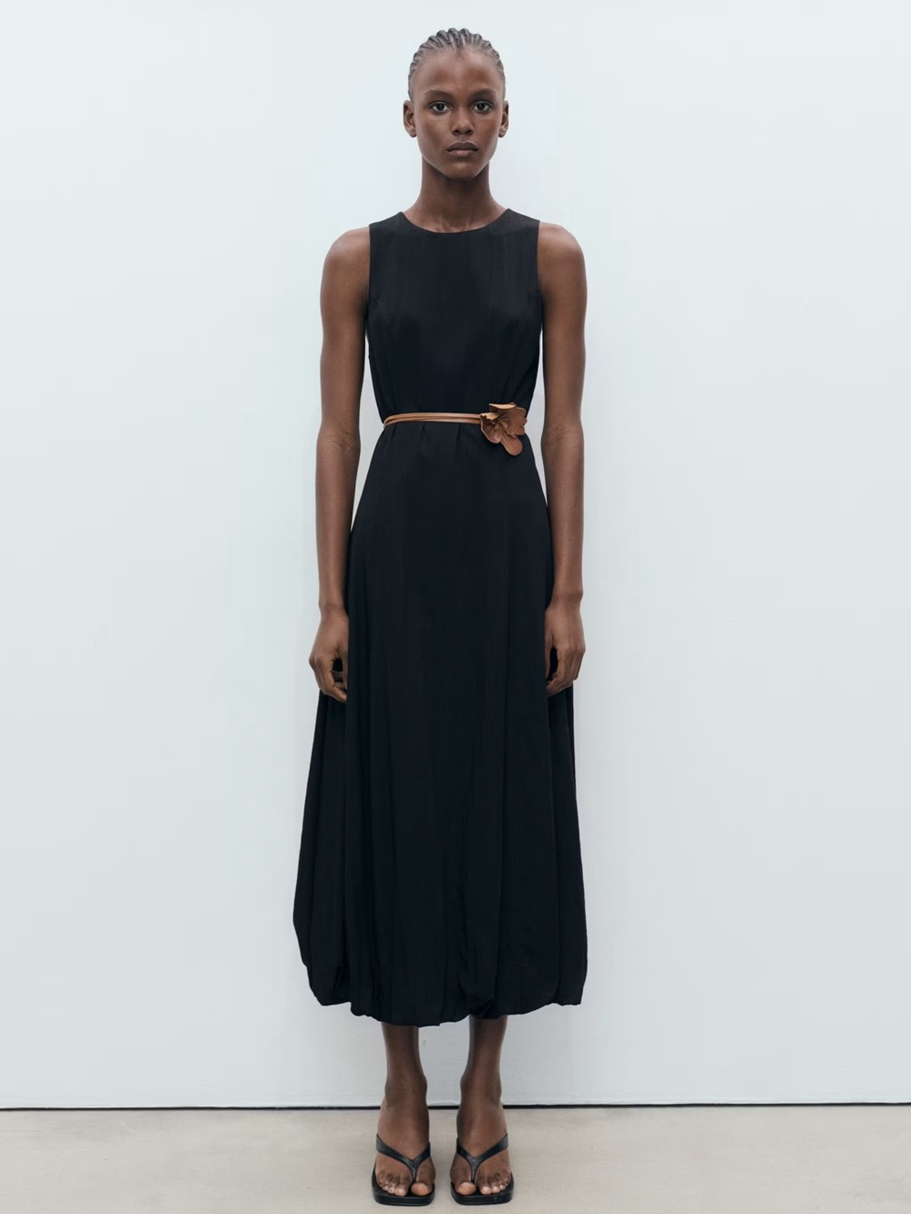 Mango Black Long balloon dress NWT
